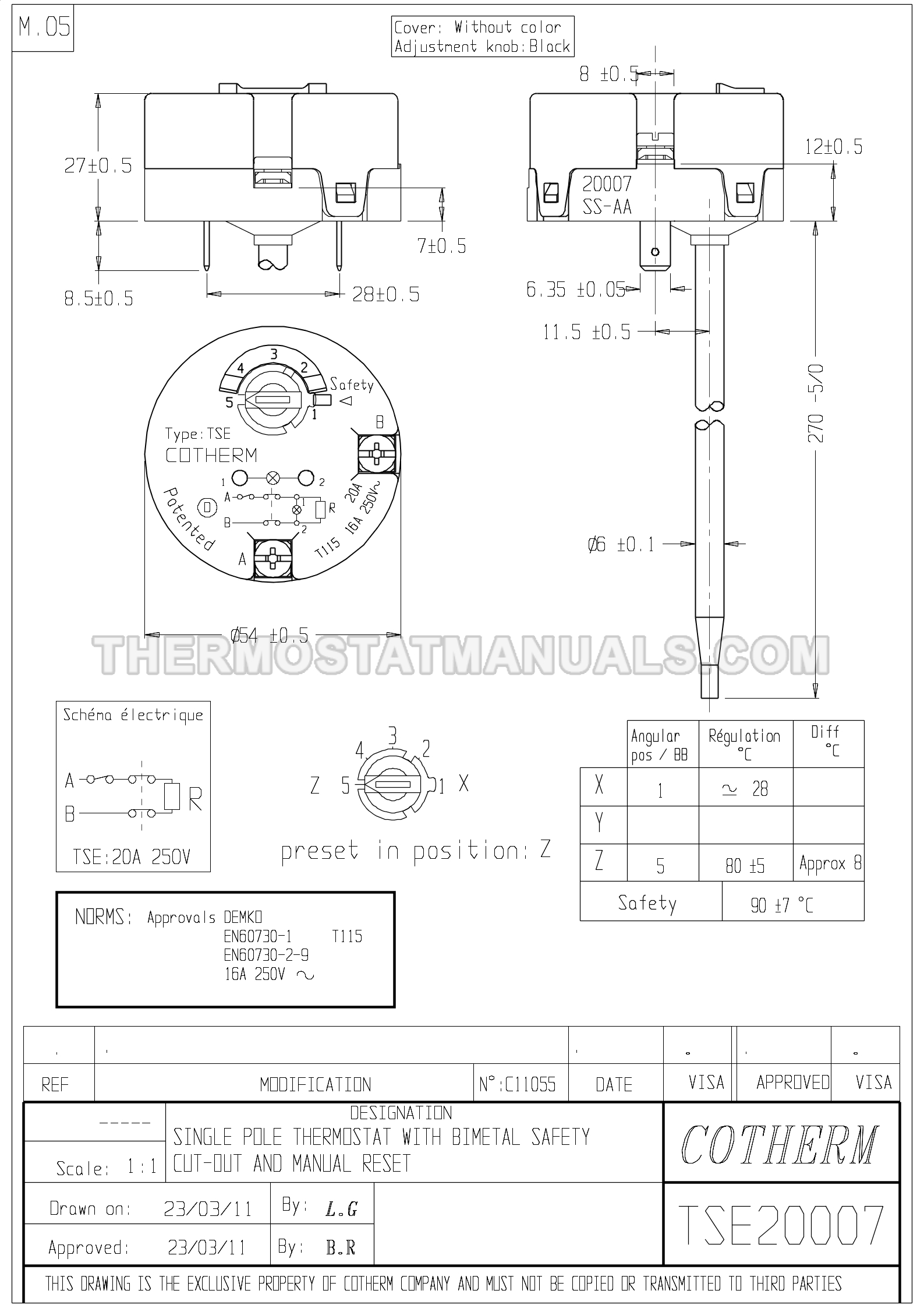 Cotherm T115 Thermostat Specifications — free download