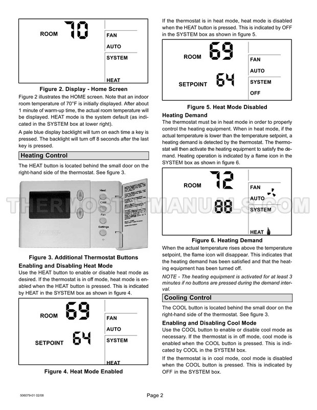 Lennox L3011C Thermostat Operation Manual