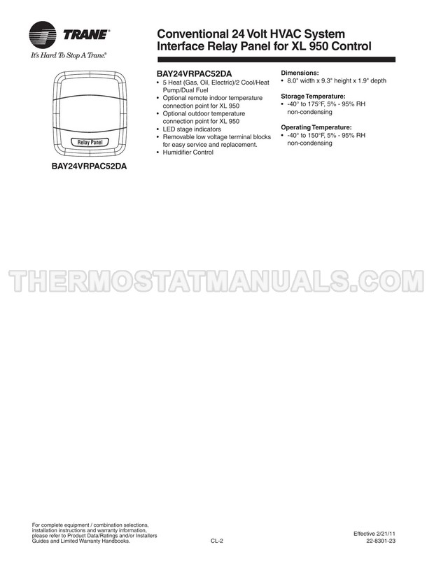 Trane XL950 Owner's Manual
