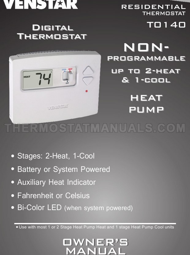 Venstar T0140 Value Series Thermostat Owner's Manual